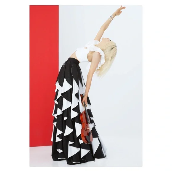 New! Rare ALICE+OLIVIA Nadie Spiral Ball Gown Ruffle Maxi Skirt - Picture 4 of 13